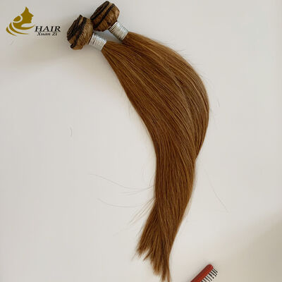 kwaliteit 20 inch # 8 Kastanje Bruin Remy Mensenhaar Bundels Weft Extensions fabriek