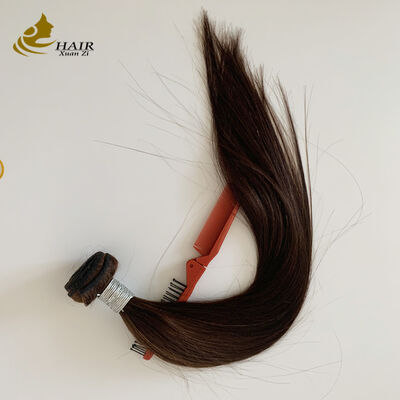 chất lượng Double Drawn Remy Hair 20 Inch #4 Gói tóc người màu nâu trung bình Phần mở rộng sợi ngang nhà máy sản xuất
