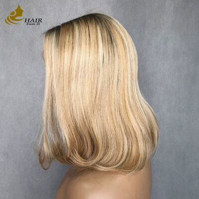 Quality 12inch 6Y 14# Colored Natural Wave Customized Front Lace Wig Virgin Human Hair Bob Wig factory